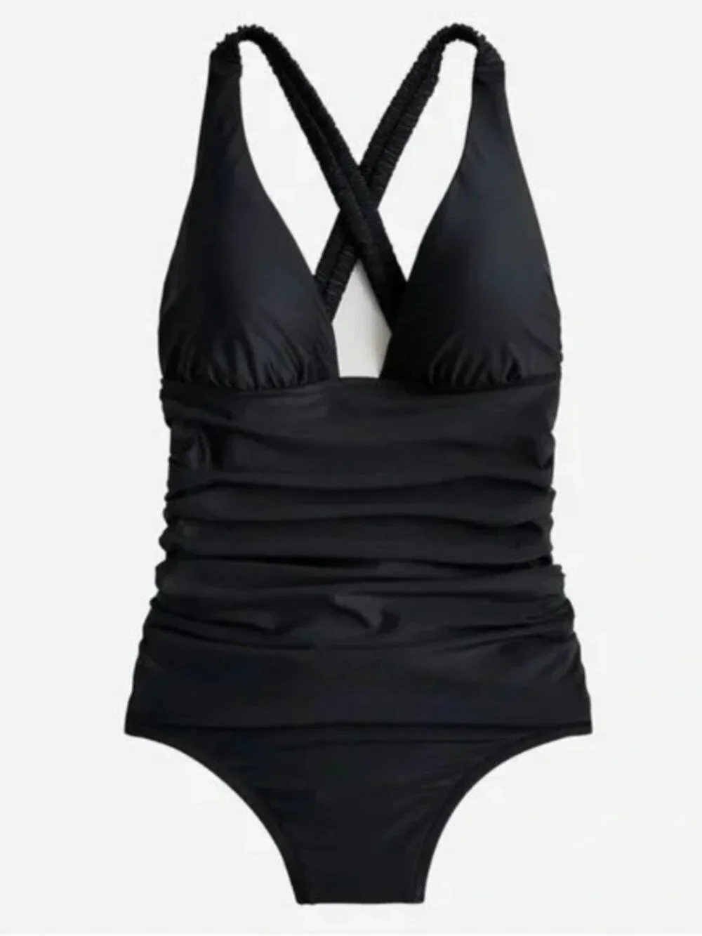 NWT J. Crew Black Plunge V-Neck Cross Back One Piece Swimsuit 8